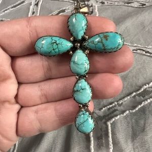 Sterling silver turquoise cross necklace